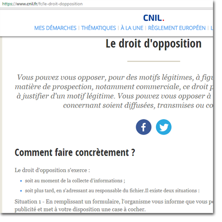 Cnil droit opposition